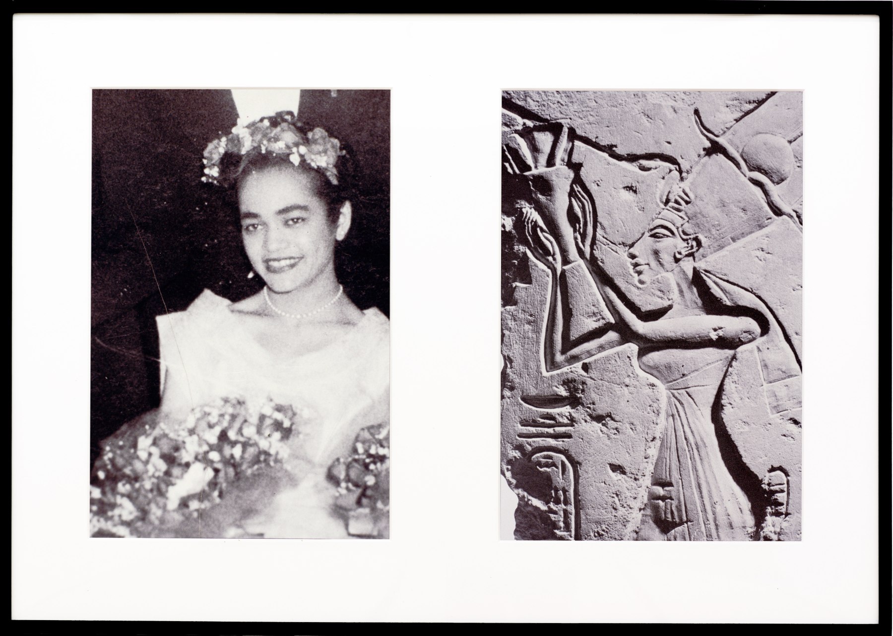 Miscegenated Family Album (Ceremonial Occasions I), L: Devonia as Matron of Honor; R: Nefertiti performing a lustration, 1980/1994, Cibachrome prints, 26h x 37w in, (66.04h x 93.98w cm)