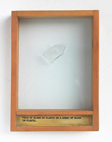 Luis Camnitzer Piece of Glass or Plastic on a Sheet of Glass or Plastic (1973-1976); Mixed media