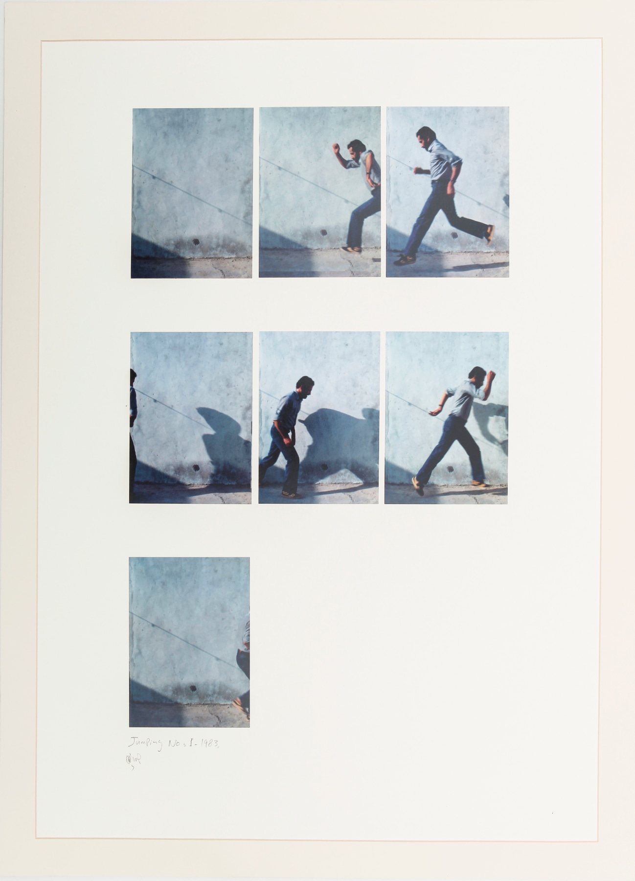 Jumping No. 1, 1983, Photographs mounted on cardboard in 7 parts