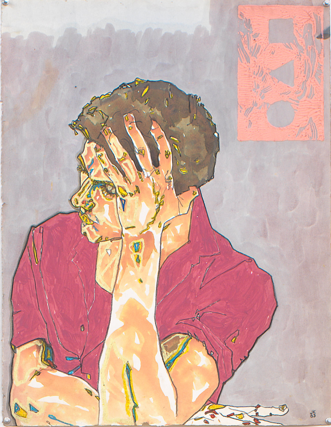 Self Portrait, 1983, Acrylic, ink, graphite, oil pastel on paper