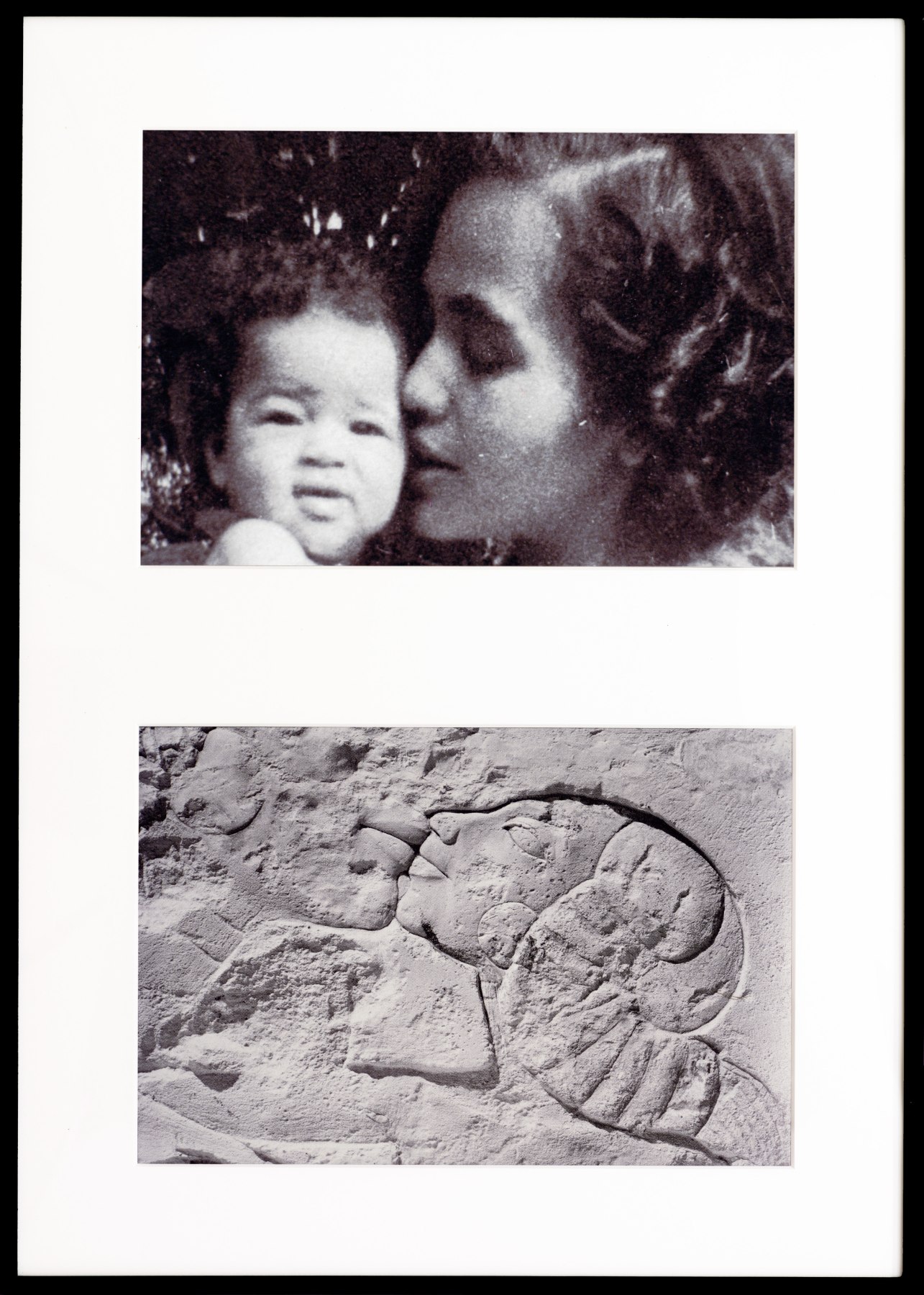 Lorraine O&#039;Grady, Miscegenated Family Album (A Mother&#039;s Kiss), T: Candace and Devonia; B: Nefertiti and daughter, 1980/1994