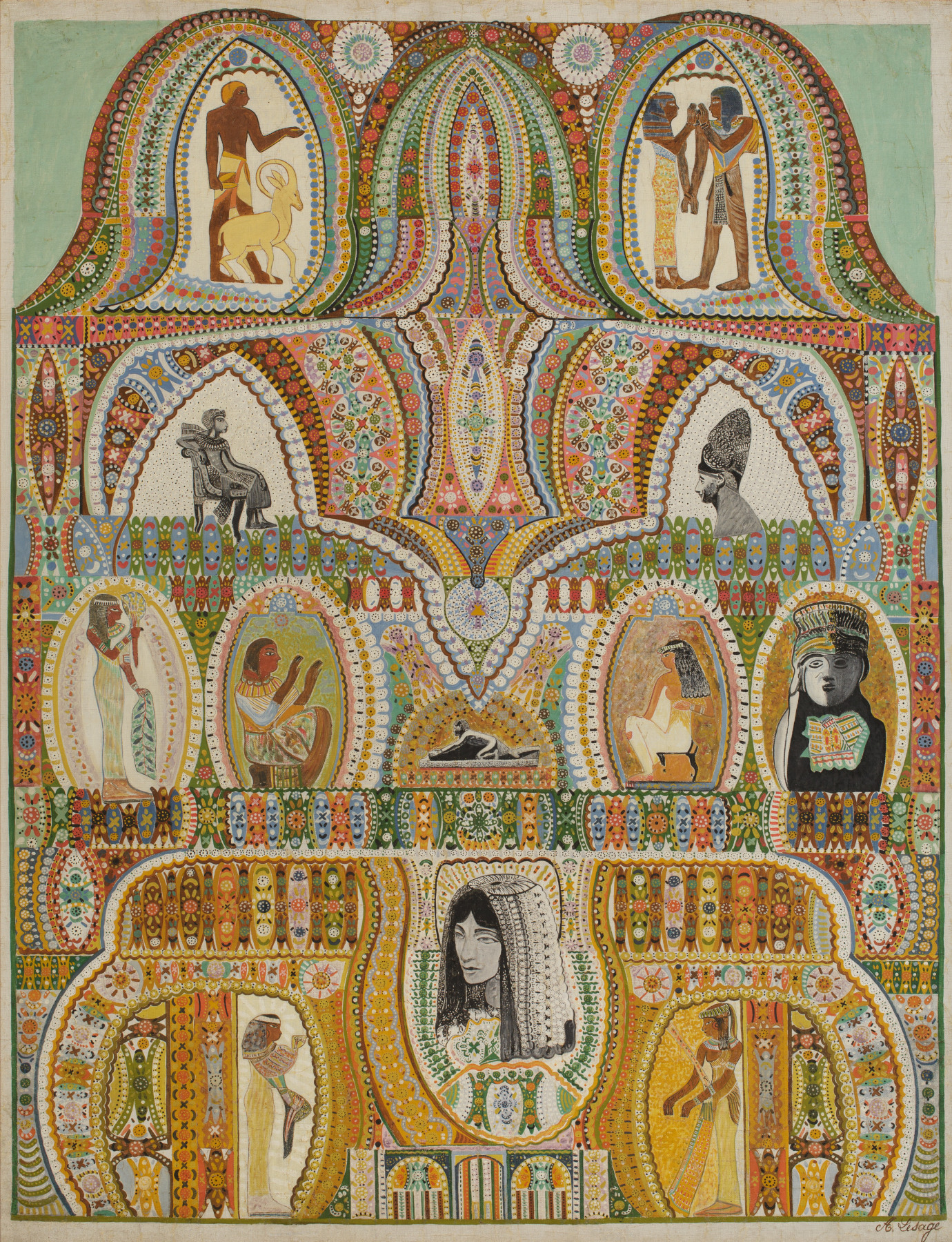 Augustin Lesage, Untitled, c. 1938, oil and graphite on canvas, 48 &times; 37 in, photography by Visko Hatfield, courtesy Fleisher/Ollman, 