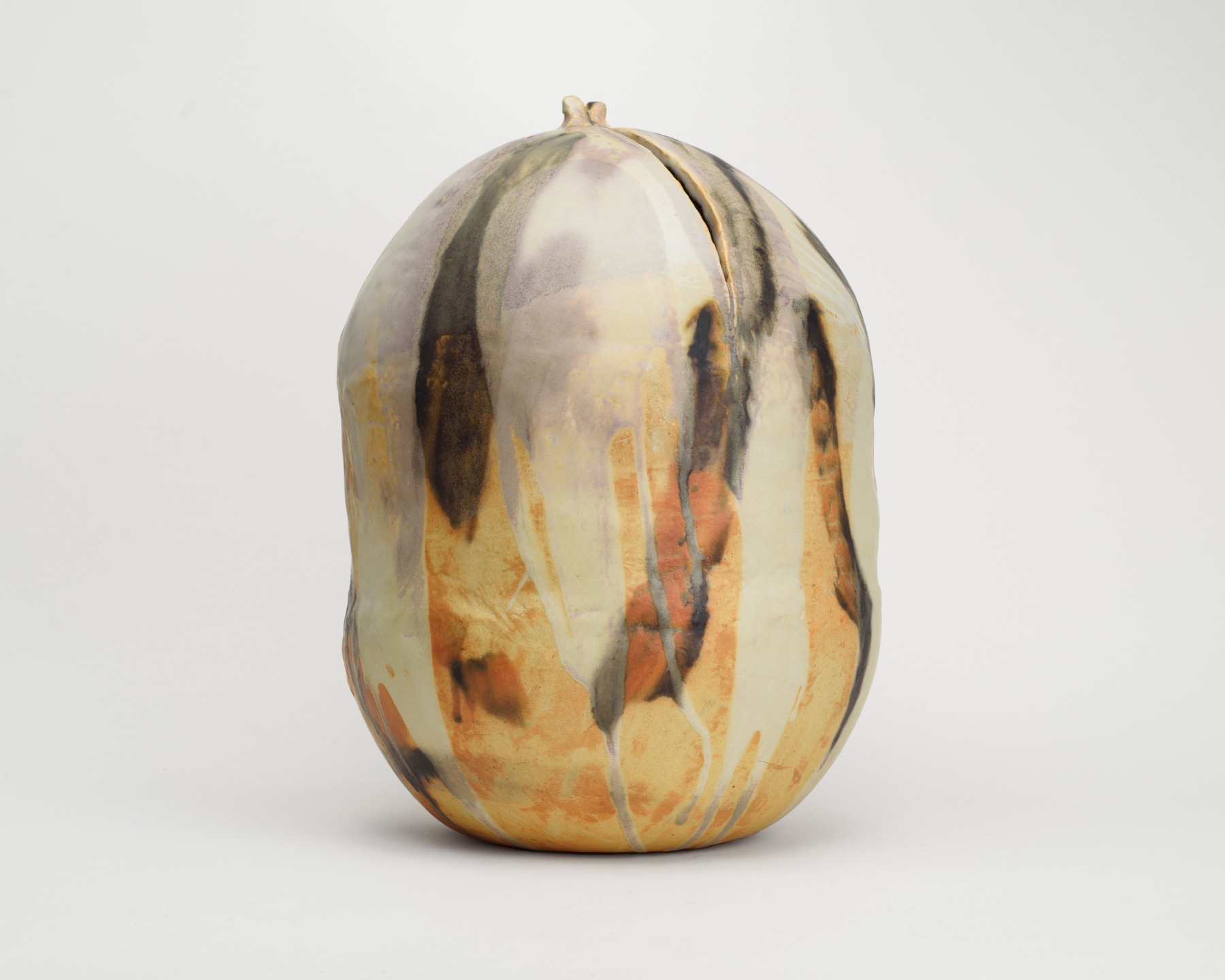 Toshiko Takaezu, Momotaro (Peach Boy), c. 1990s, glazed porcelain, 19 &times; 12 1&frasl;4 in, photography by Claire Iltis, courtesy Fleisher/Ollman, 