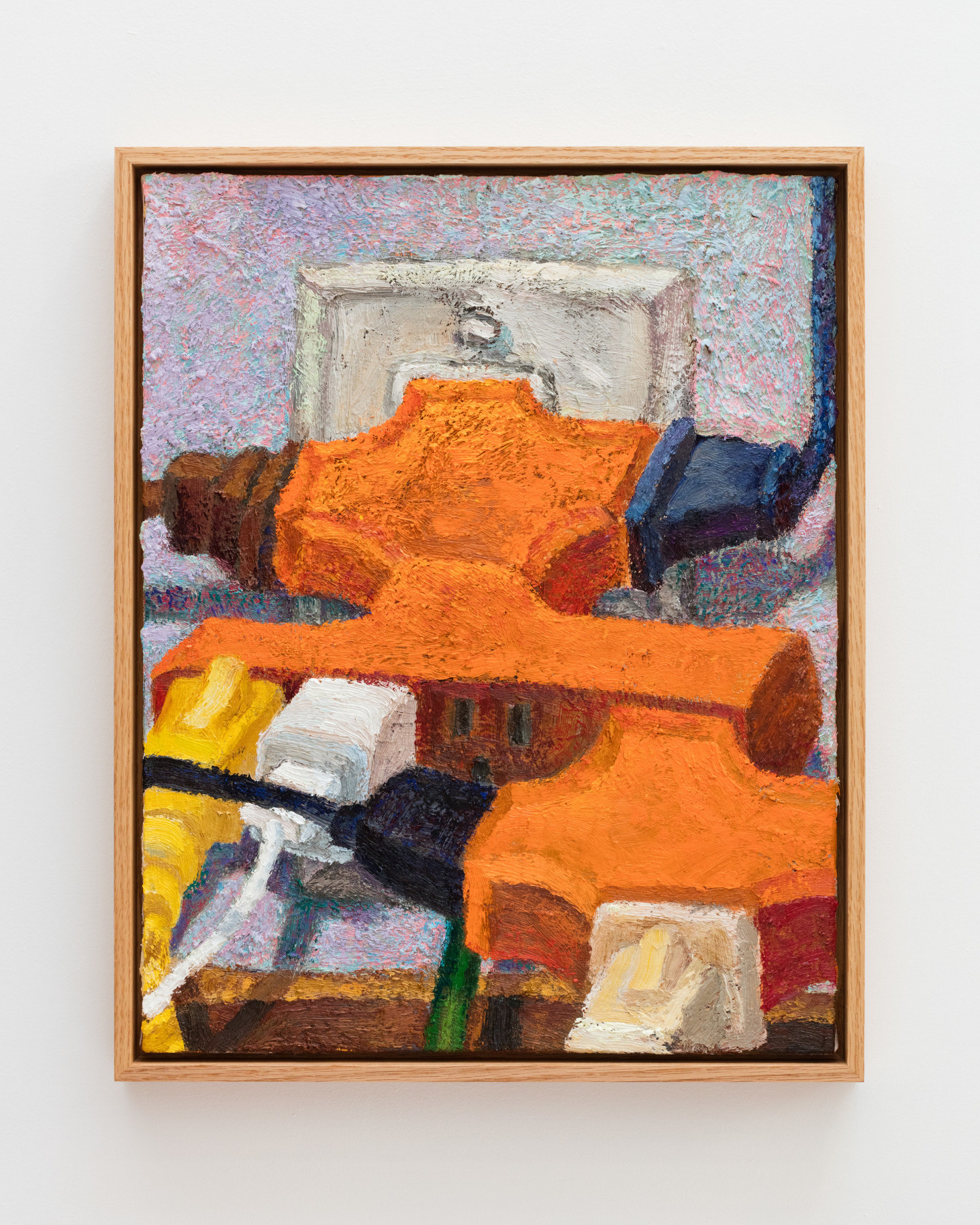 Keegan Monaghan, Outlet, 2020. Oil on canvas in oak frame, 18 7/8 x 15 inches (47.9 x 38.1 cm.) Courtesy of the artist and Parker Gallery, Los Angeles