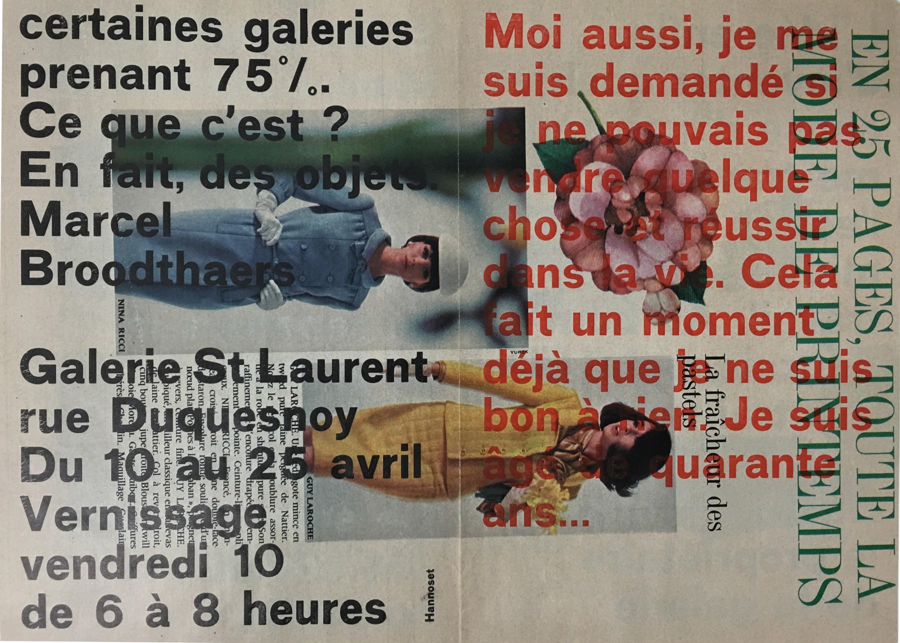 MARCEL BROODTHAERS. &quot;Moi, Aussi...&quot; (Galerie Saint Laurent). 1964. Image courtesy of Alden Projects&trade;, New York.