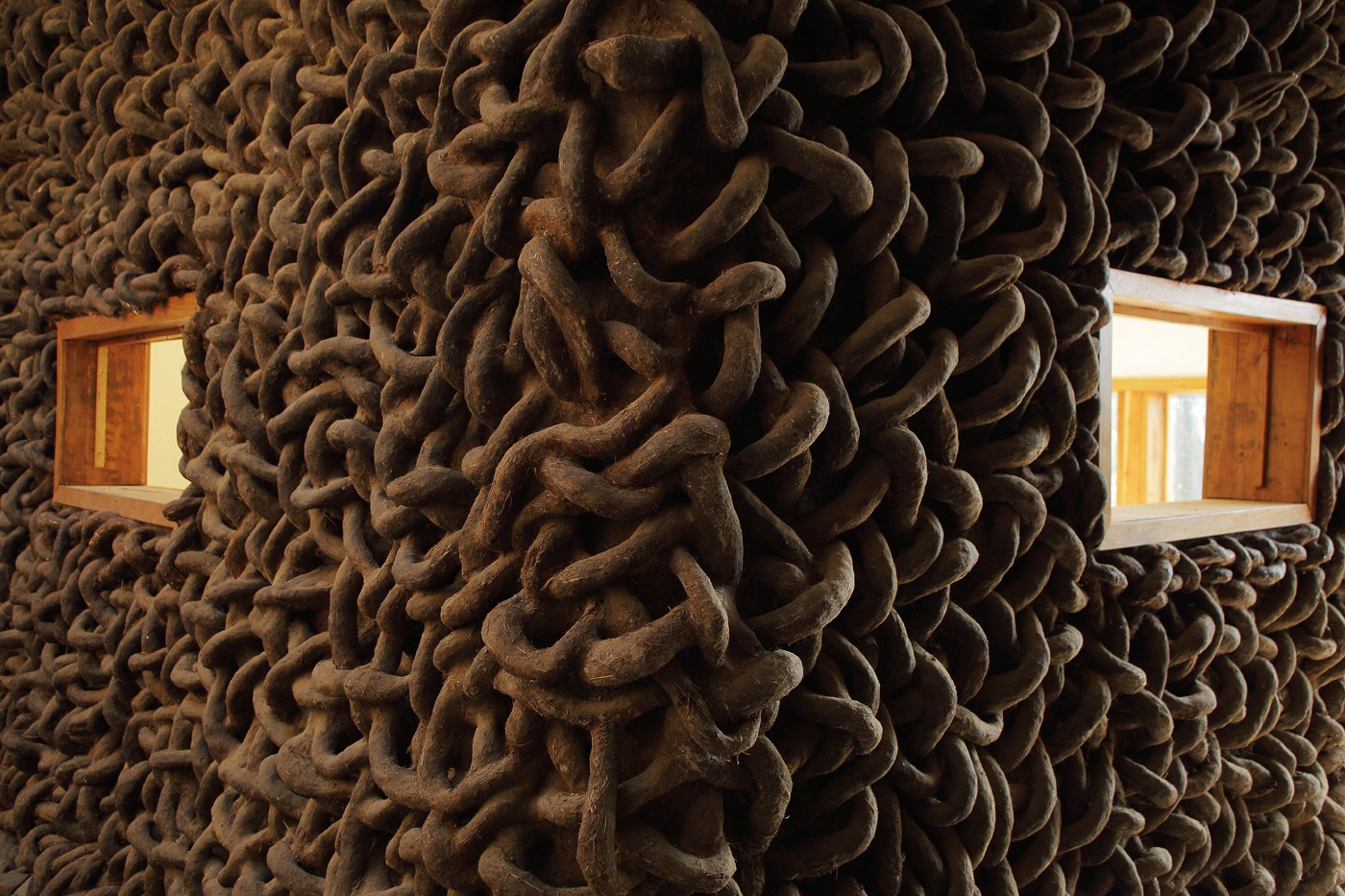 close up of wall that appears to be woven