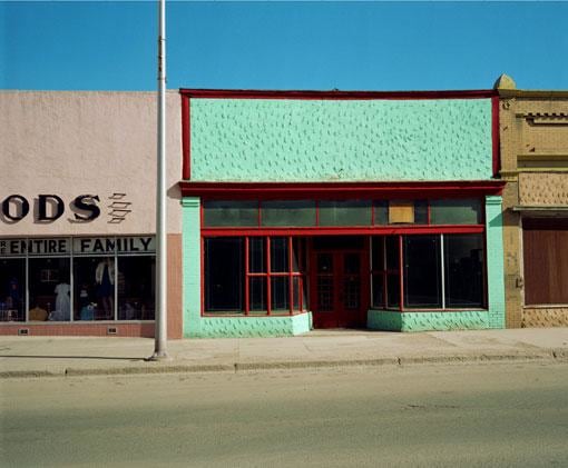 different colored store fronts