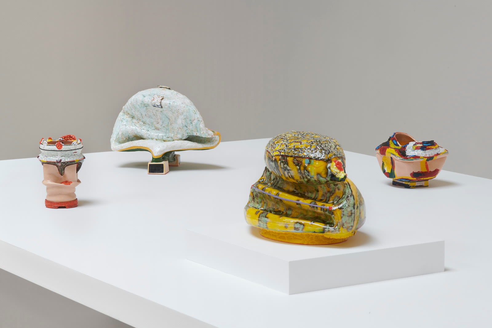 installation view of four sculptures