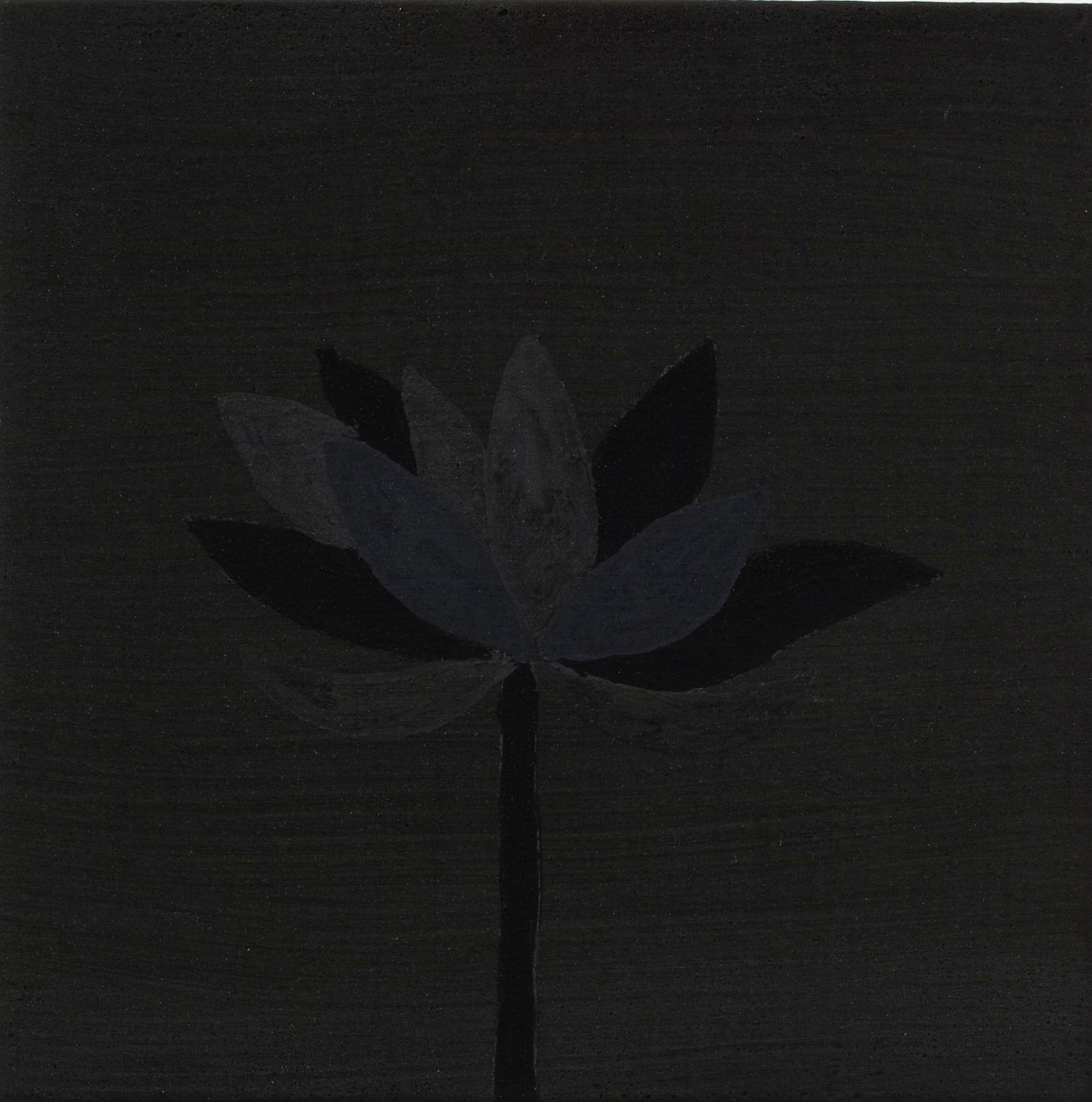 Abstract painting of a lily in dark hues blended into the dark background