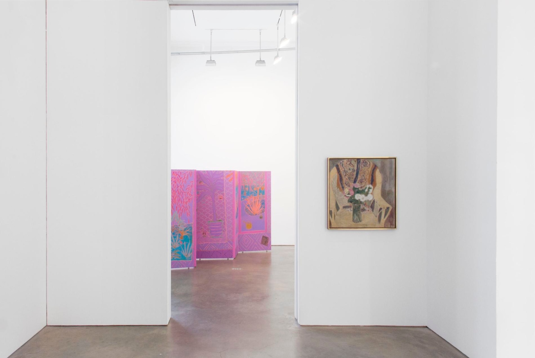 Installation view of several artworks