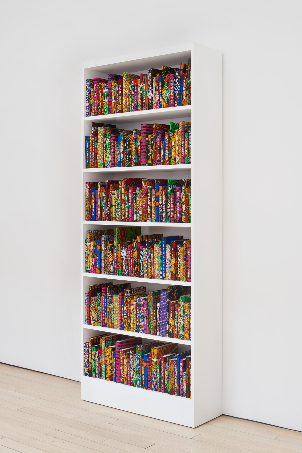 book shelf with colorful books
