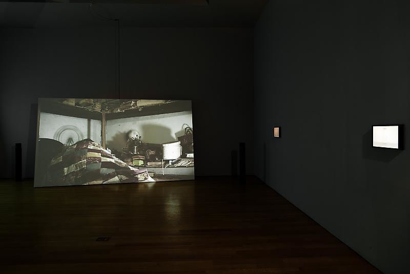 dark room with video projections