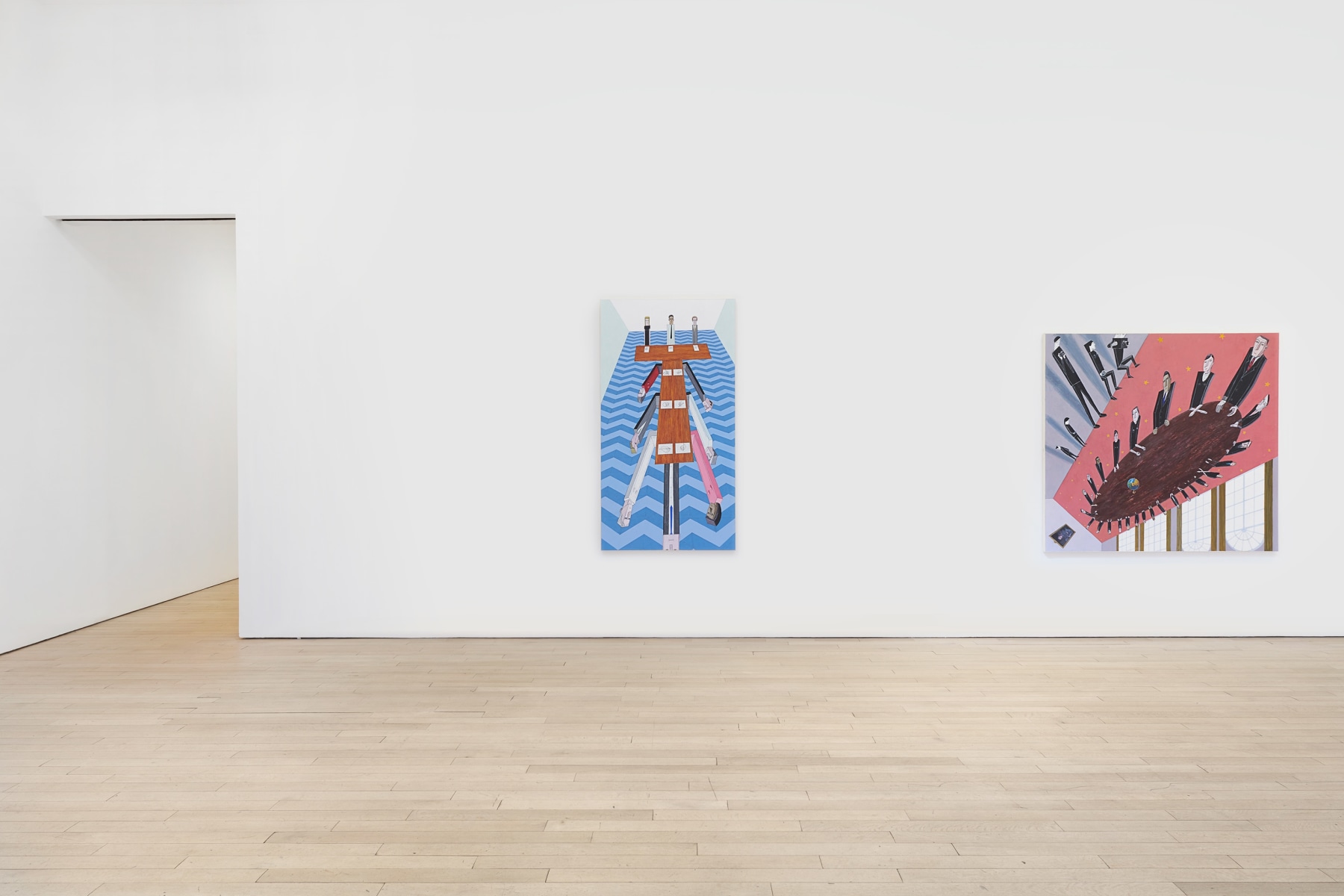 Installation view of two artworks