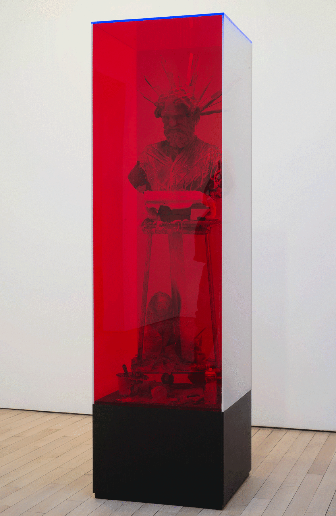 sculpture encased in red glass