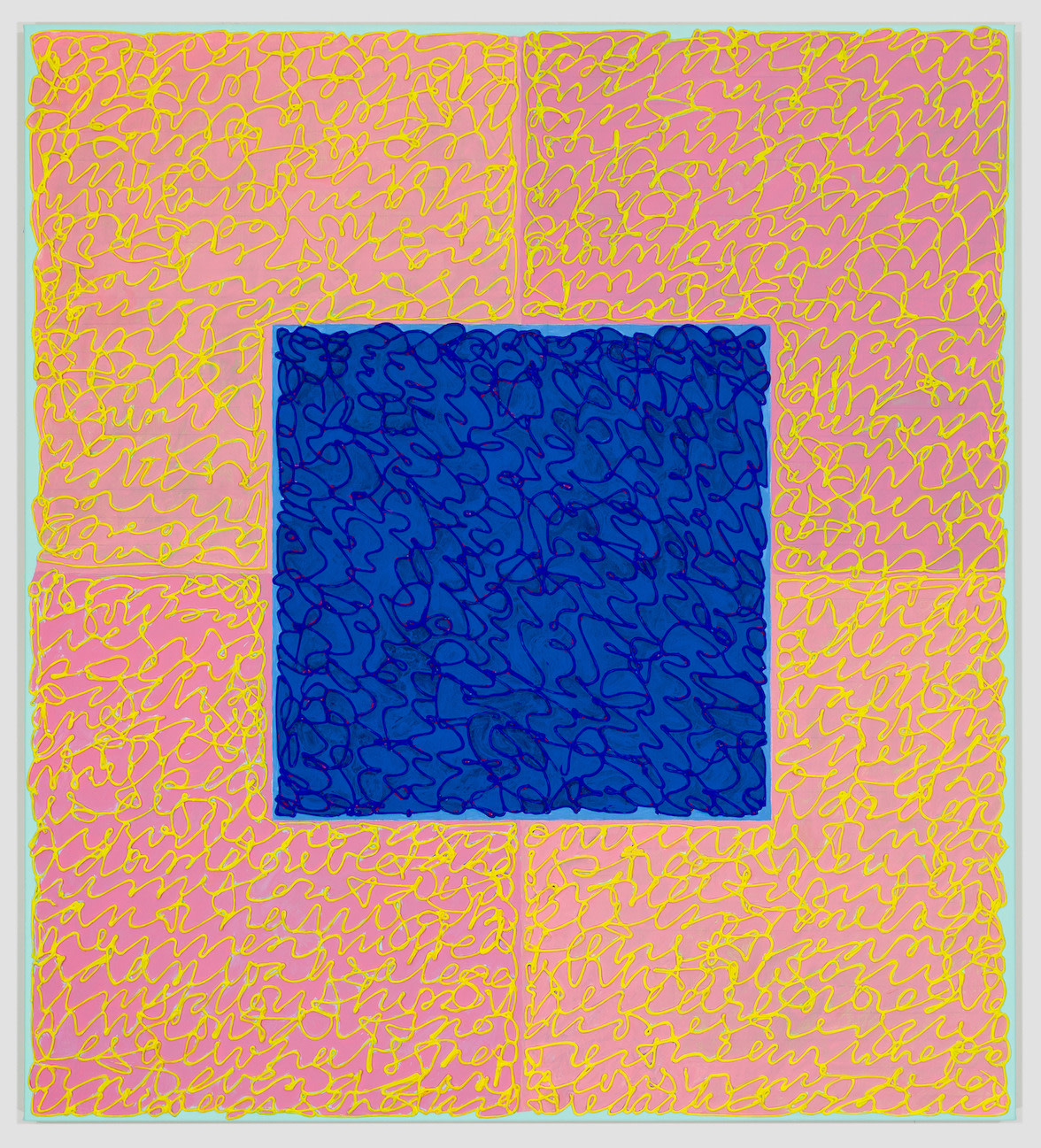 Blue Center, 2019, Acrylic paint and pastes on linen
