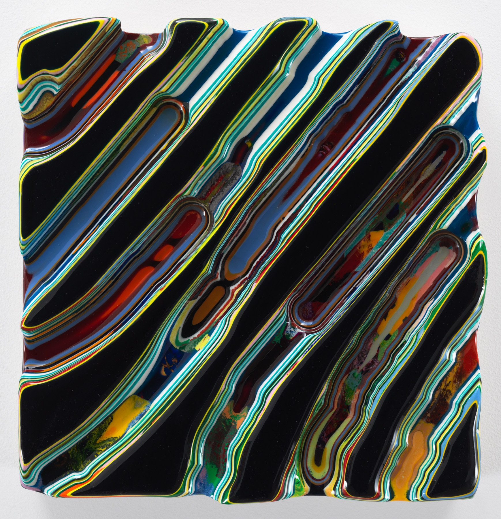TEARSINTHETYPINGPOOL, 2016, Epoxy resin and pigments on wood, 14 x 14 inches, 35.6 x 35.6 cm, AMY#28438