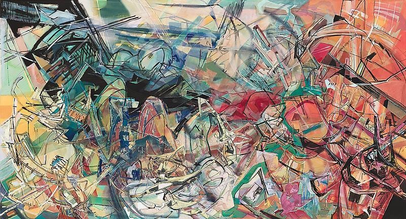Women and the Ocean, 2013, Acrylic, collage, and oil on canvas, 65 x 120 inches, 165.1 x 304.8 cm, A/Y#21205