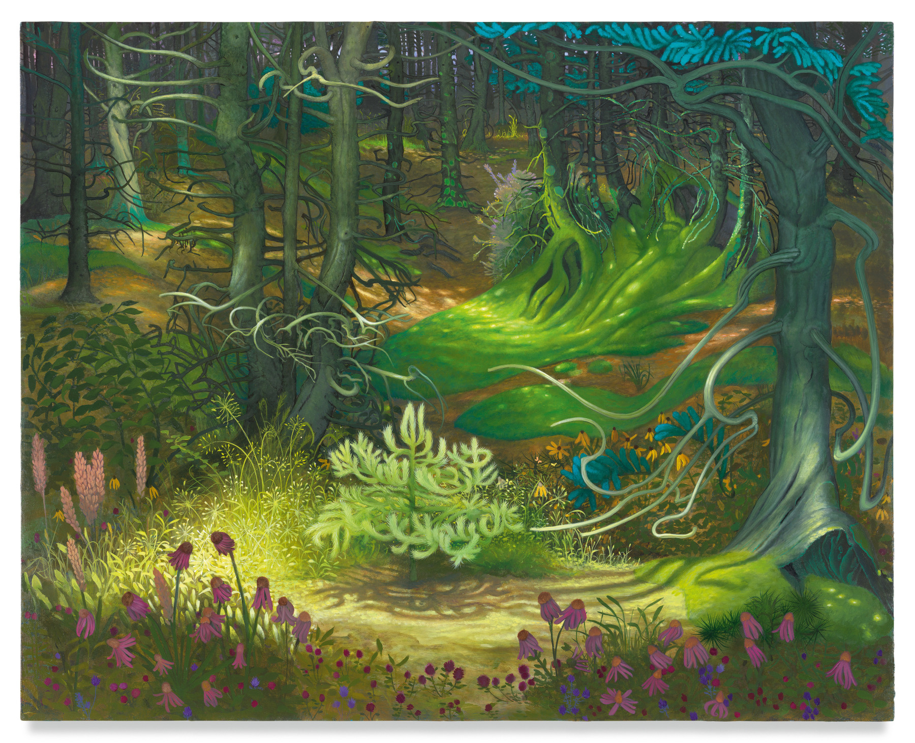 Forest with Dappled Light, 2022, Enamel on canvas, 40 x 50 in.