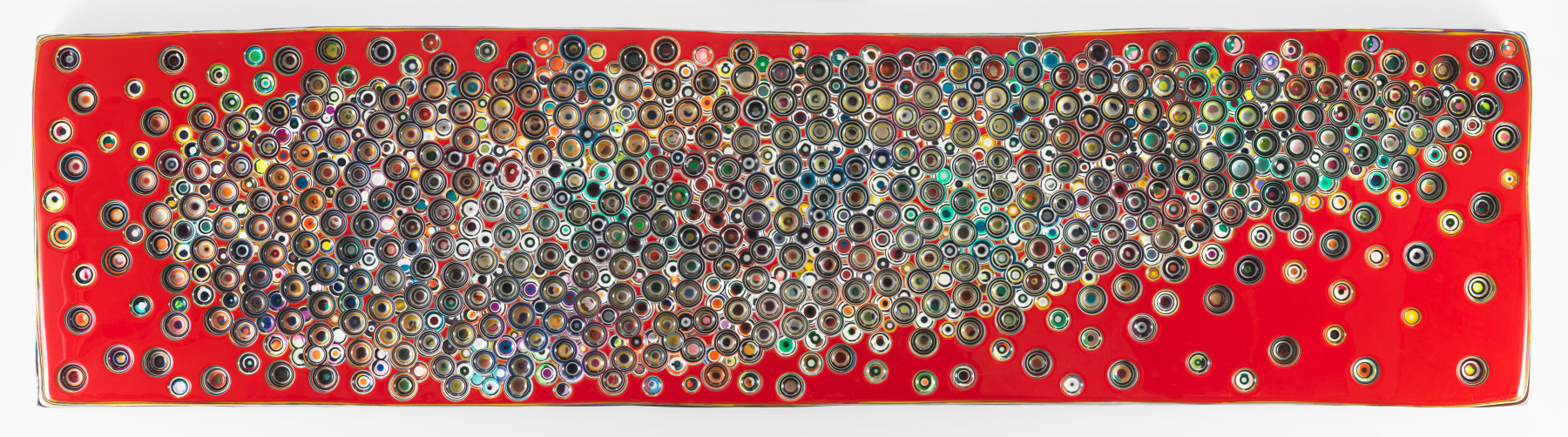 TOUCHINGFROMADISTANCEFURTHERALLTHETIME, 2016, Epoxy resin and pigments on wood, 24 x 96 inches, 61 x 243.8 cm, AMY#28086