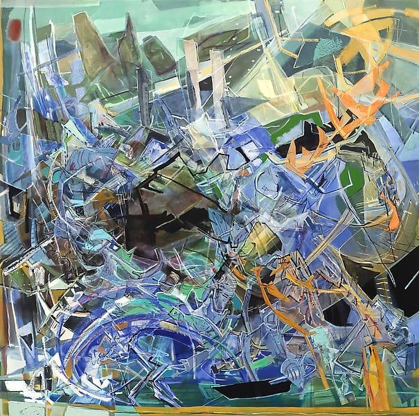 Wave, 2013, Acrylic, collage, and oil on linen, 80 x 80 inches, 203.2 x 203.2 cm, A/Y#21146