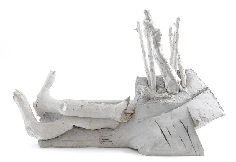 Couple at Rest, 2016, Welded steel frame with rebar, cast Hydro- Stone, and cast concrete, 23 x 35 x 15 inches, 58.4 x 88.9 x 38.1 cm, AMY#28247
