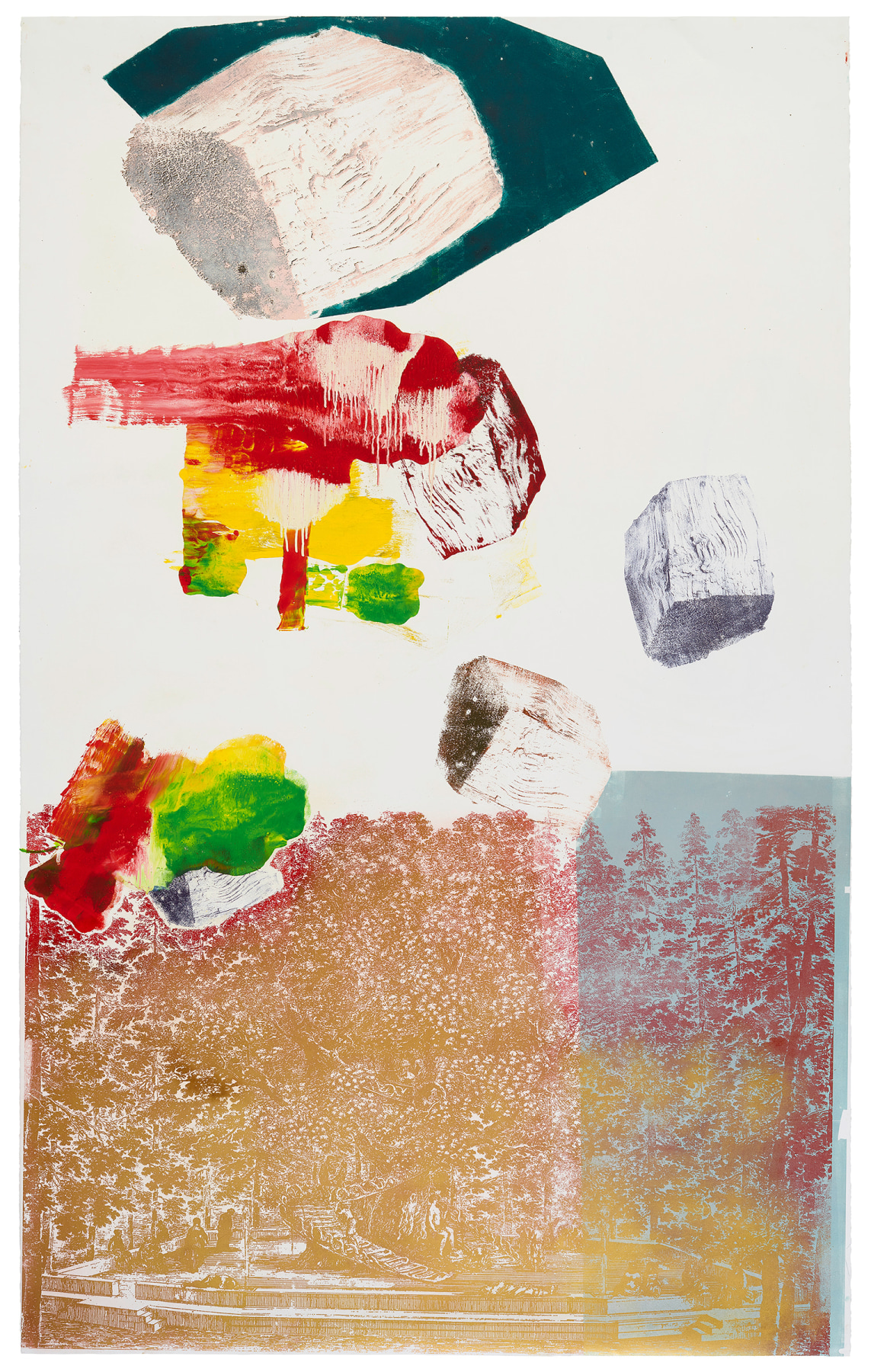 Pia Fries, taga - ding, 2023, Monotype, mixed media on paper, 250 x 150 cm. Image courtesy Kunsthalle Z&amp;uuml;rich.