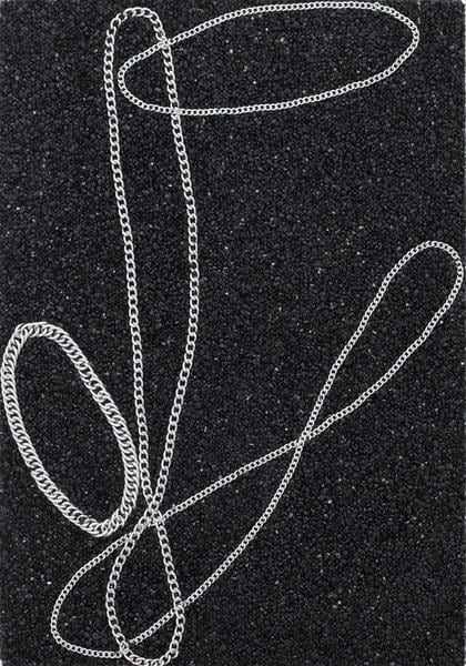 Luis Gispert, The Saint, 2015, Polychromed stone, silver chains, 34 x 24 inches, 86.4 x 61 cm, A/Y#22673