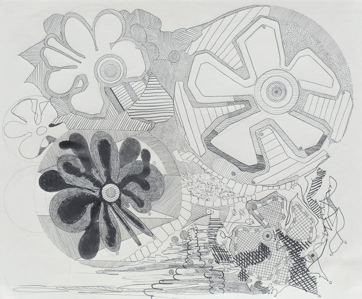 Jacob Hashimoto, Untitled II, 2011, Graphite on paper, 14 x 17 inches, 35.6 x 43.2 cm, A/Y#22662