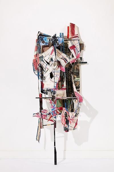 Swindler, 2013, Acrylic, oil, collage, paper, linen, muslin, wood, and wire, 90 x 34 x 23 inches, 228.6 x 86.4 x 58.4 cm, A/Y#20941