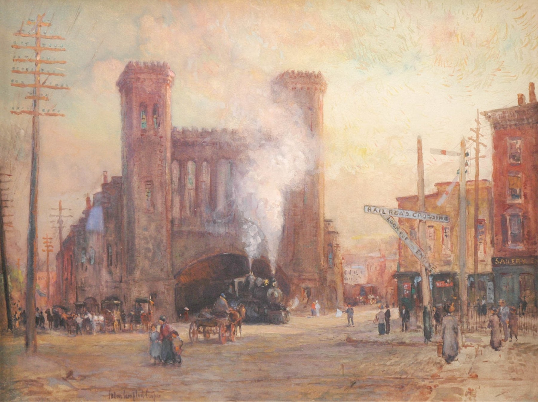 Colin Campbell Cooper, The Train Round House, Salem, Massachusetts, c 1910