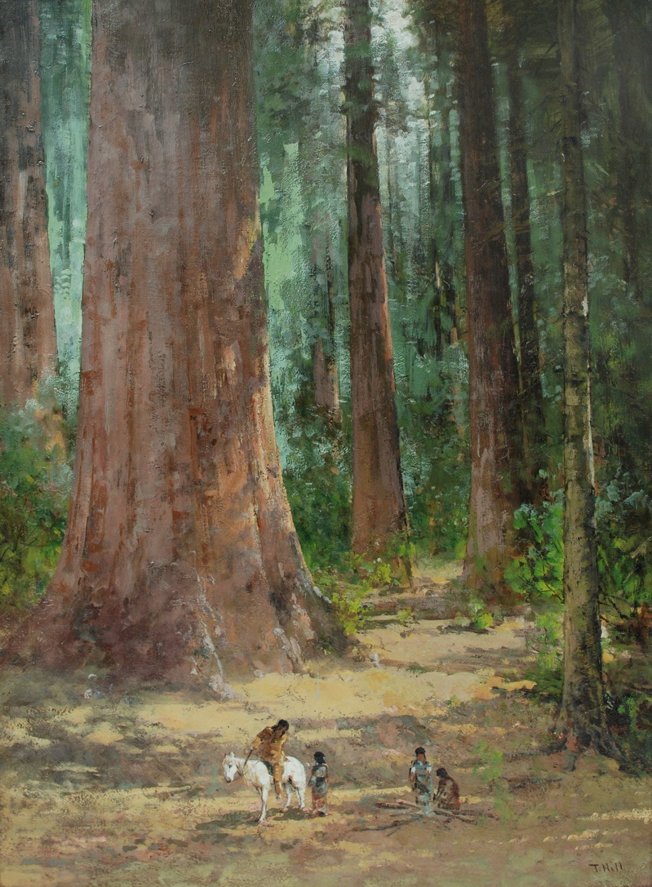 THOMAS HILL (1829-1908), Indian on Horseback Amongst Sequoias