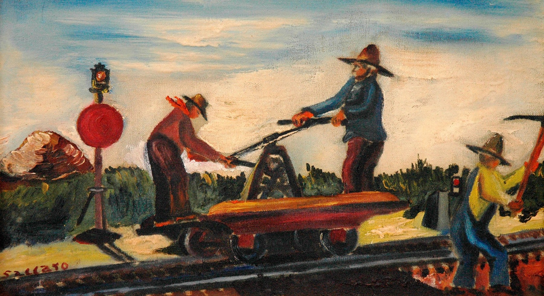 JOHN SACCARO (1913-1981), Railroad Repair, c. 1939