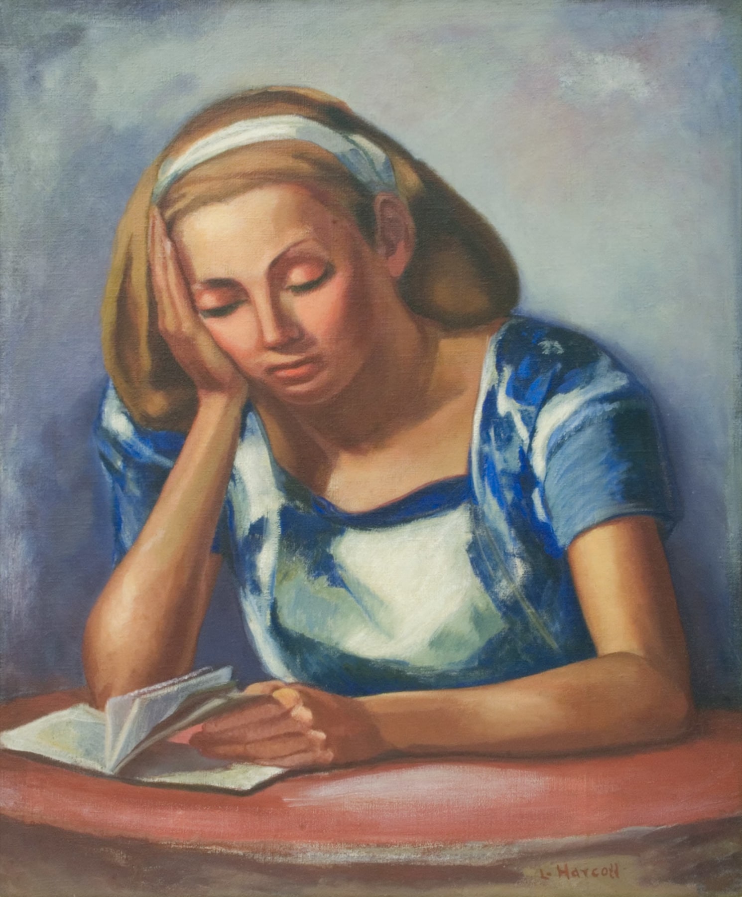 LYLA HARCOFF (1883-1956), Woman Reading, c. 1930s