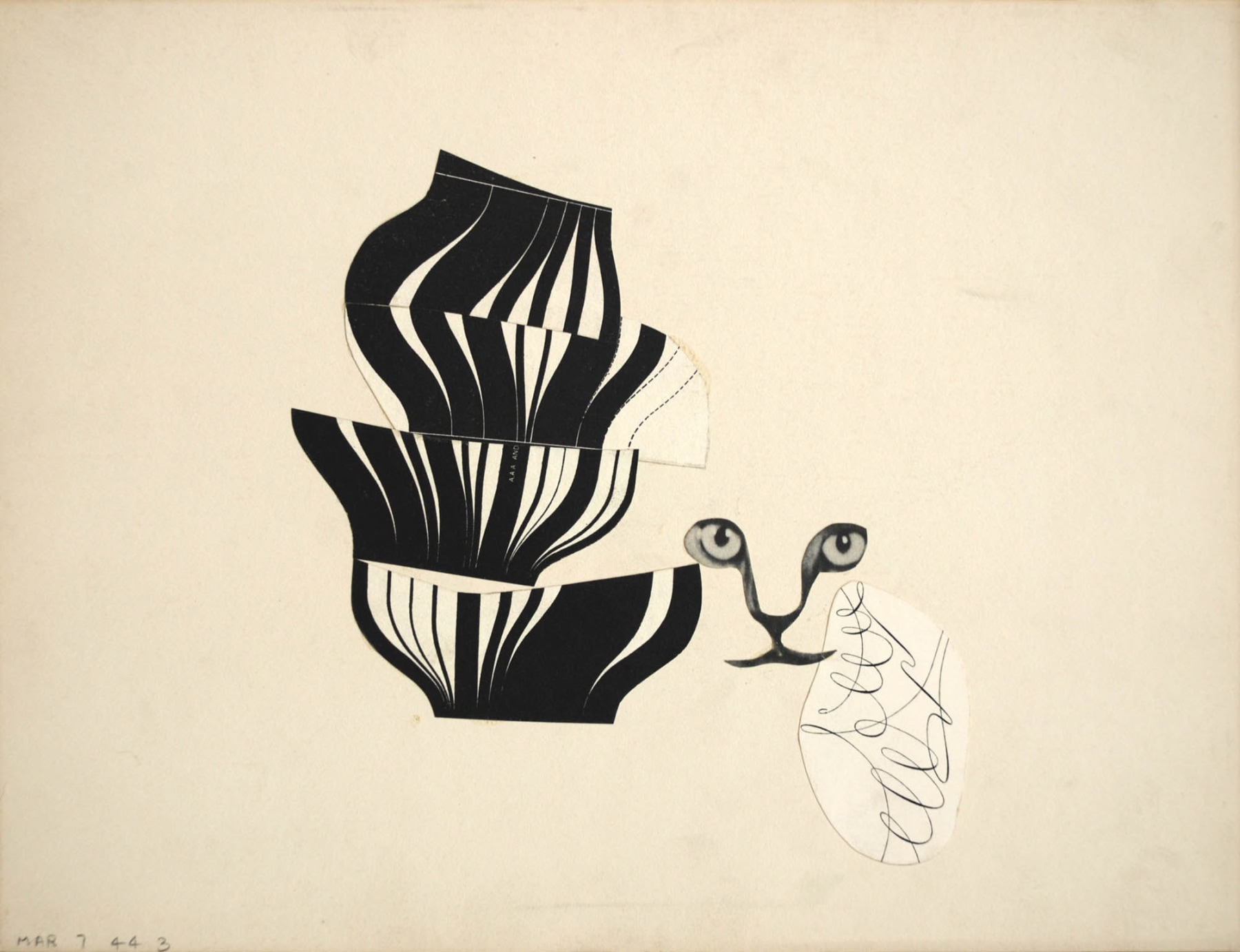 Sidney Gordin (1918-1996), Constructivist Collage #3, March 7, 1944