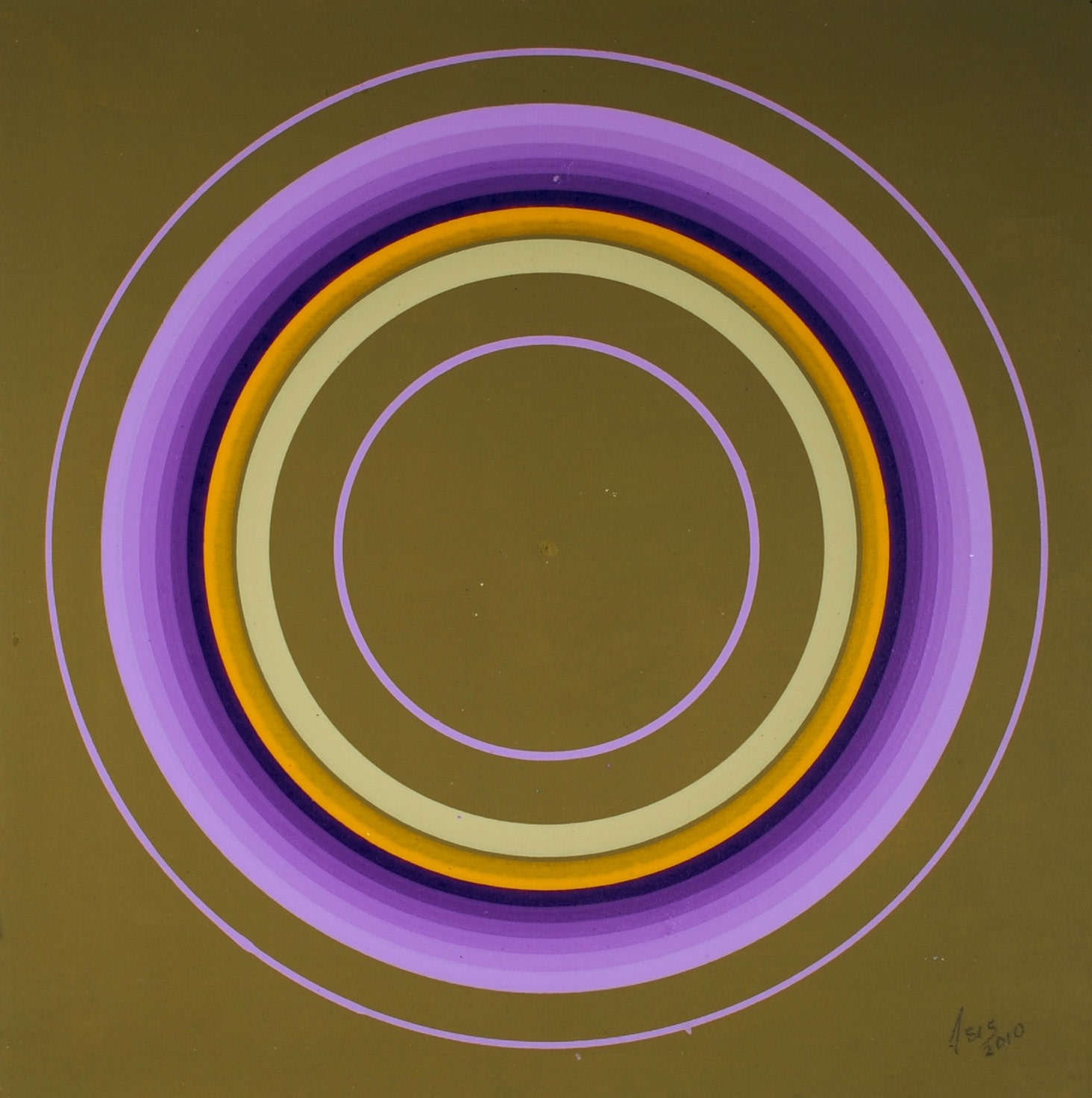 Antonio Asis,&nbsp;Untitled from the series Cercles Concentriques, 2010, Gouache on cardboard,&nbsp;7 1/2 x 7 1/2 in. (19.1 x 19.1 cm.)
