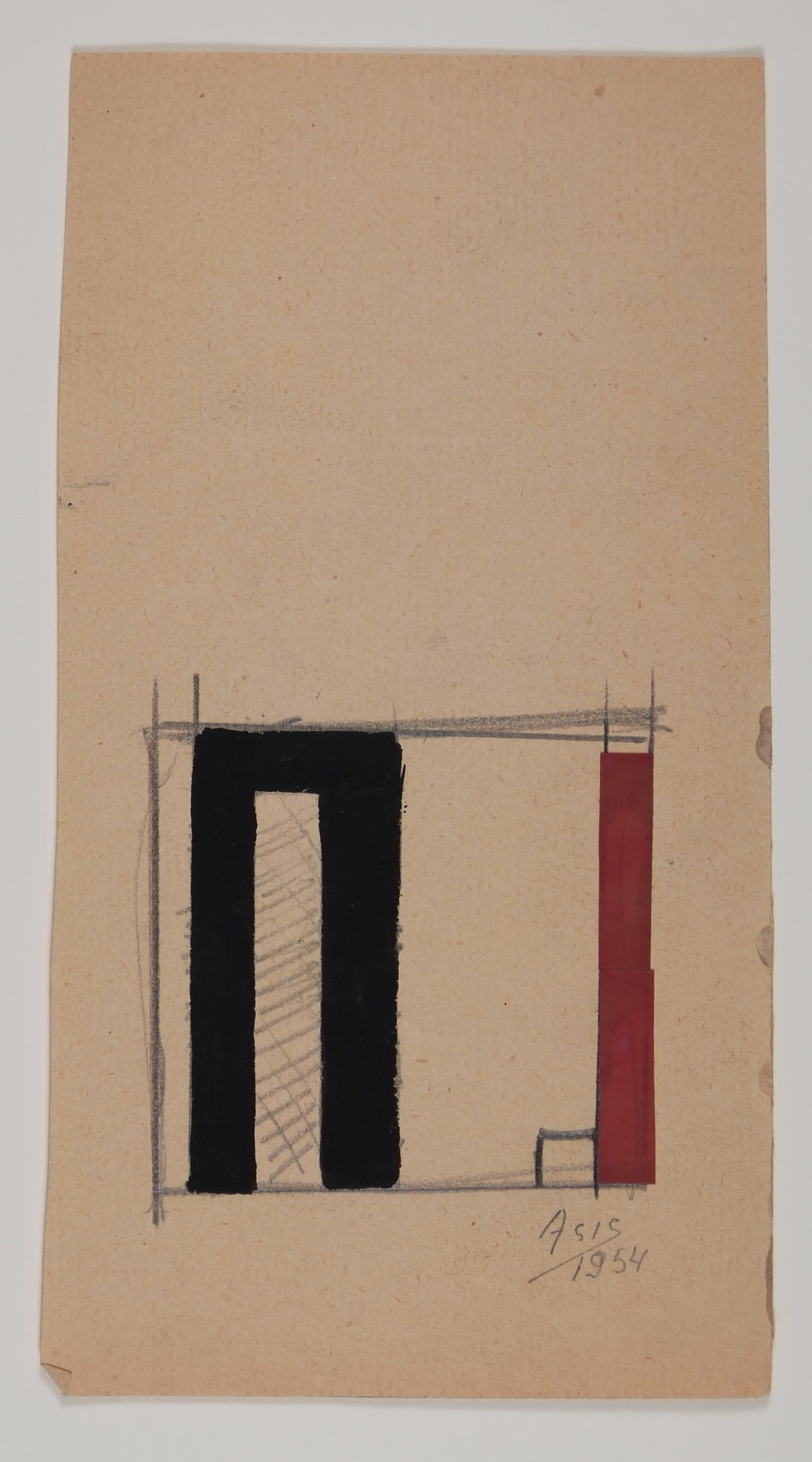 Antonio Asis, Untitled, 1954,&nbsp;Gouache and graphite on paper,&nbsp;8 1/4 x 4 3/8 in. (21 x 11.2 cm.)