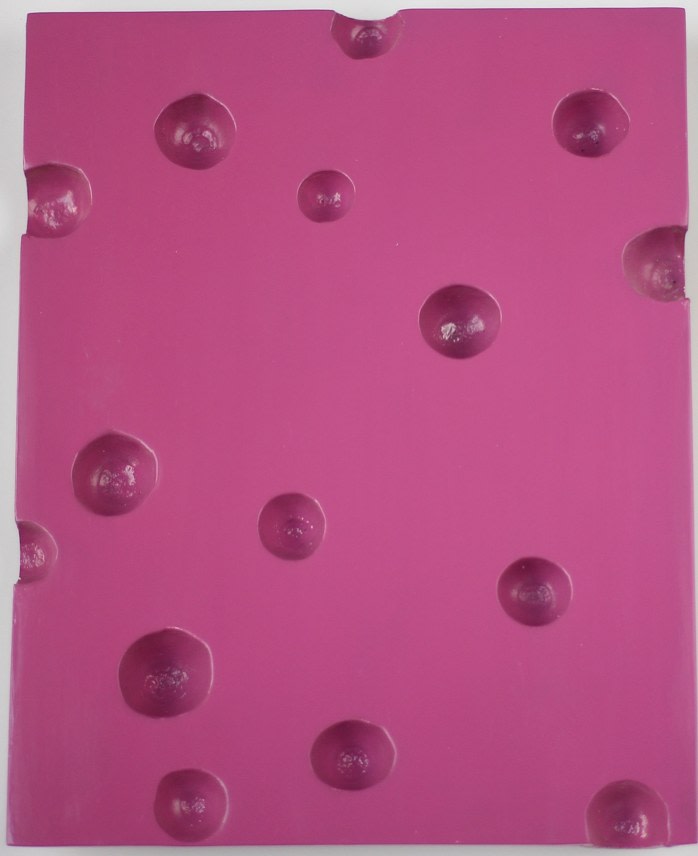 Pink Open Cluster, 2018. Lacquer, acorns, 7 21/32 x 9 27/32 in. (19.5 x 25 cm.)