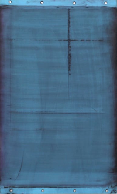 Gabriel de la Mora&nbsp;(b. 1968, Mexico). MCI / 1 - VI f. 2013. Discarded offset printing rubber blankets, wood mounting. 8 1/2 x 11 x 1 3/16 in. / 47 x 28 x 3 cm.&nbsp;