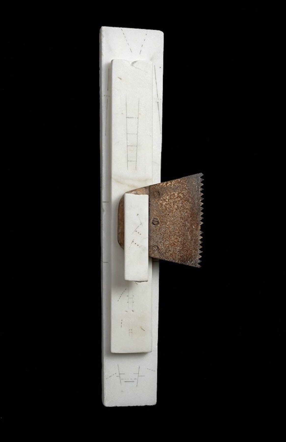 Untitled, 1991,&nbsp;Drawing and mixed media on marble,&nbsp;14 15/16 x 4 5/16 x 2 3/4 in. (38 x 11 x 7 cm.)
