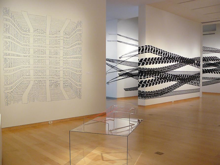 Pablo Siquier installation view, DePauw University exhibition, White Noise, 2009.