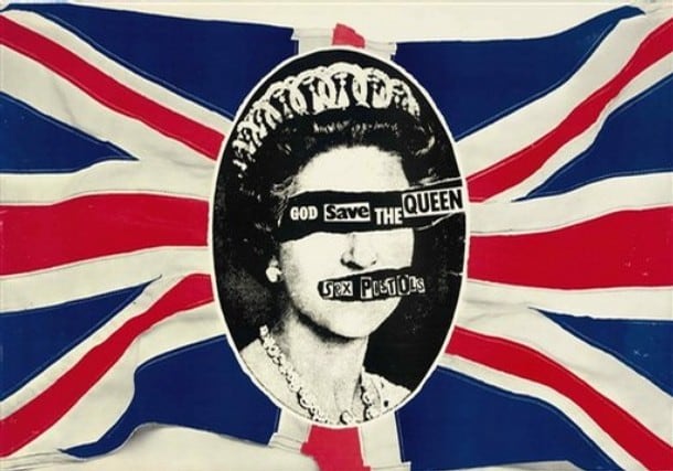 Jamie Reid. God Save the Queen, 1977.