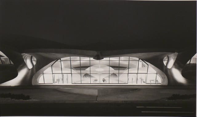Ezra Stoller. TWA Terminal at Night.  Architect: Eero Saarinen.  1962 / printed c. 1996.  16 x 20 inch gelatin silver print.
