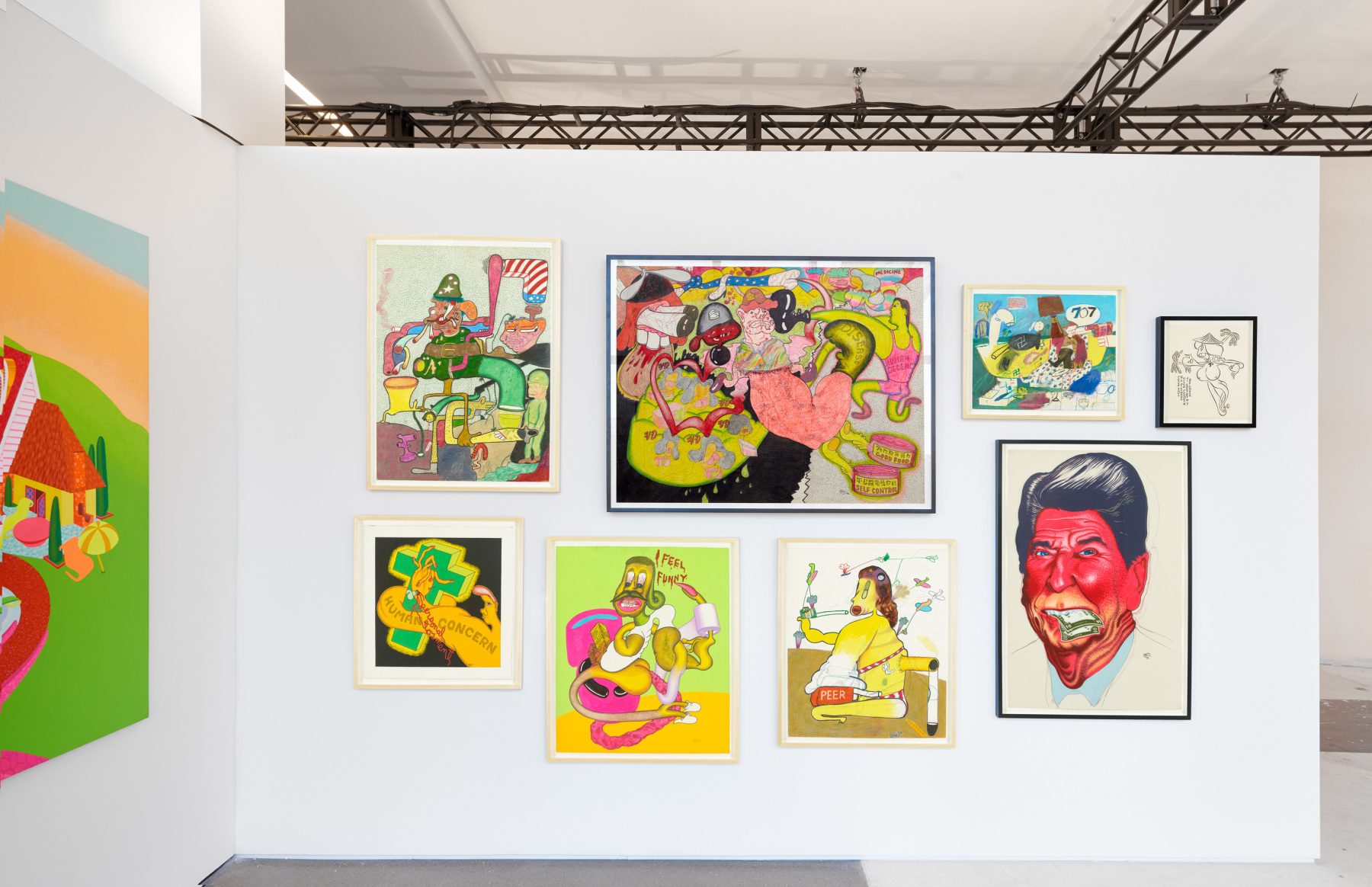 Installation view of Peter Saul: Early and Important Works at Independent, New York, 2016