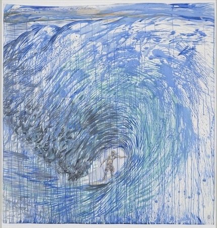 Raymond Pettibon,&nbsp;No Title (Sometimes approaching the), 2001,&nbsp;ink and watercolor on paper, 52 1/4 x 53 1/2&quot;.
