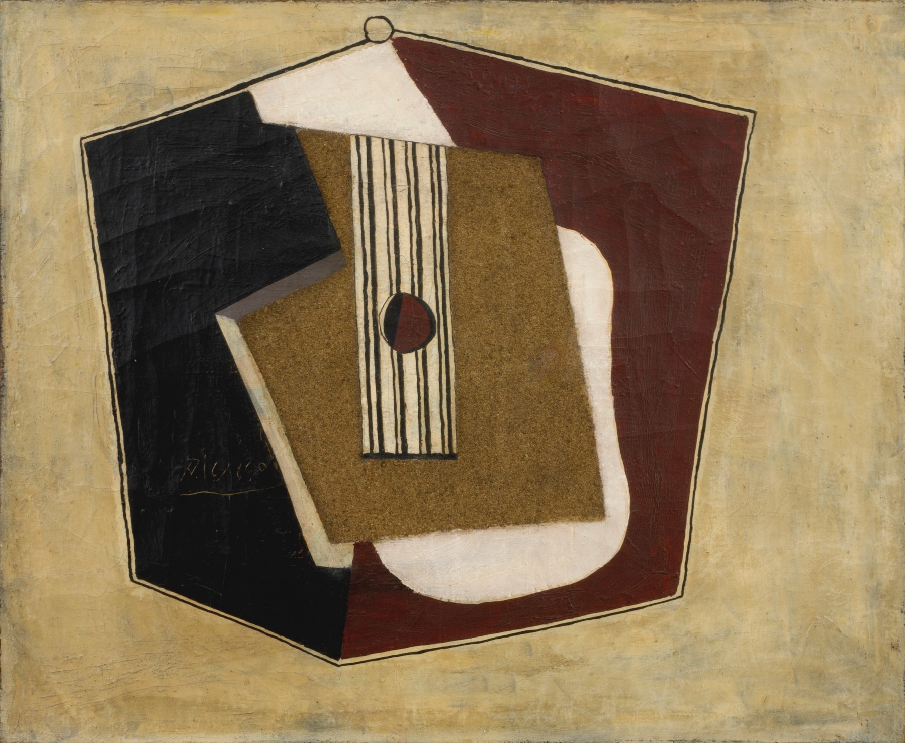Picasso, Guitare (Guitar), 1918 Oil and sand on canvas 54 x 65 cm. (21 1/4 x 25 5/8 in.) &copy;Helly Nahmad Gallery NY