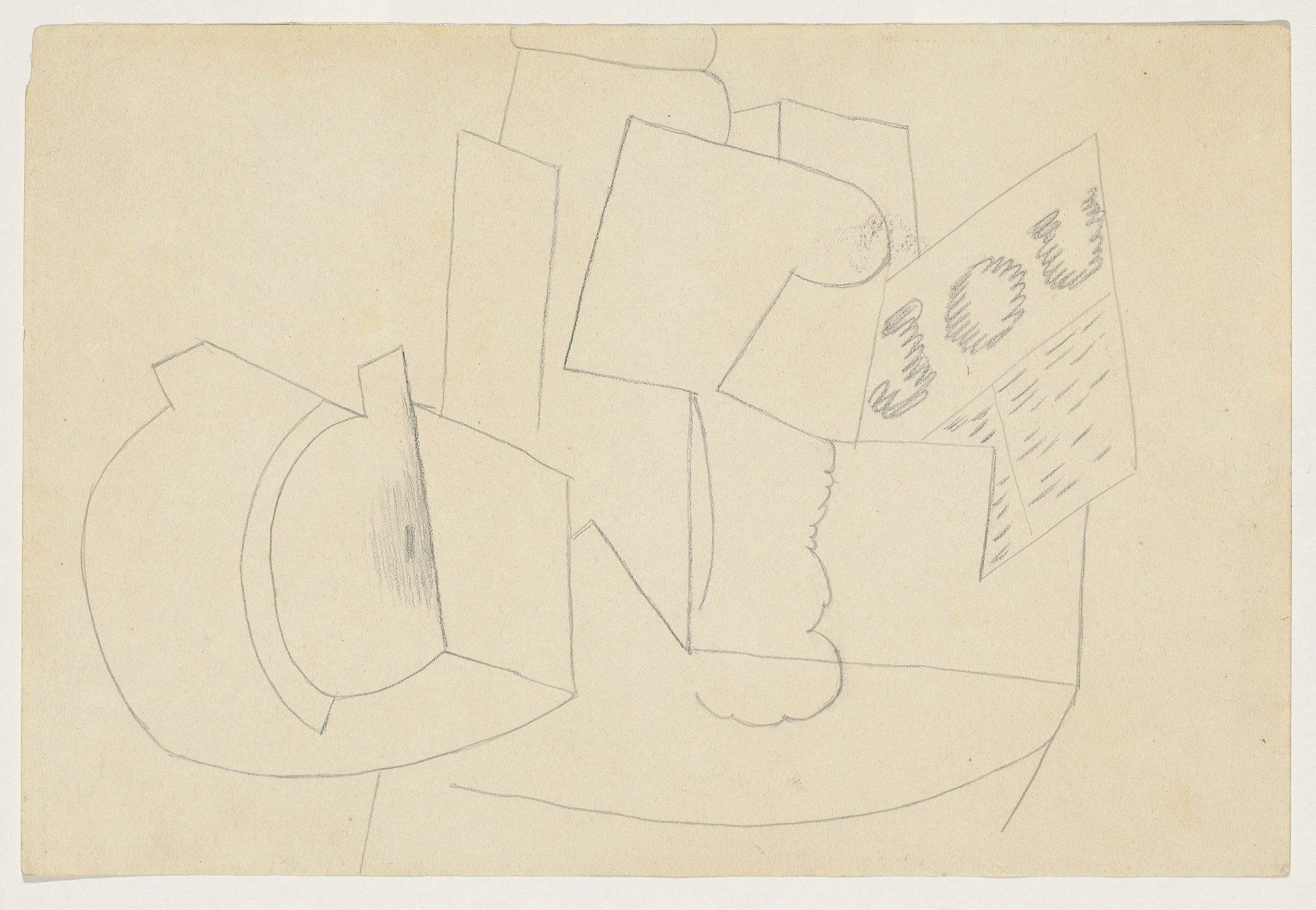 Pablo Picasso, Composition au Journal, 1914-15 Pencil on paper 19.7 x 29.4 cm. (7.4 x 11.4 in.)