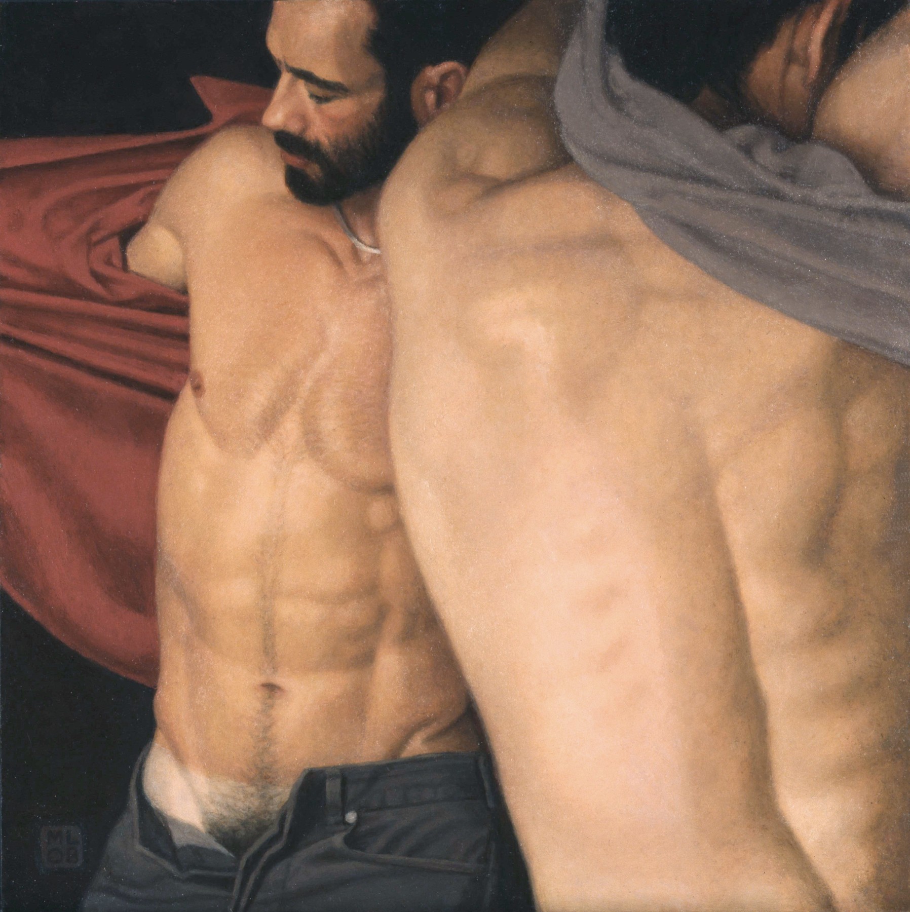Michael Leonard, Changing Room III (SOLD), 2008, alkyd-oil on masonite, 19 1/2 x 19 1/2 inches
