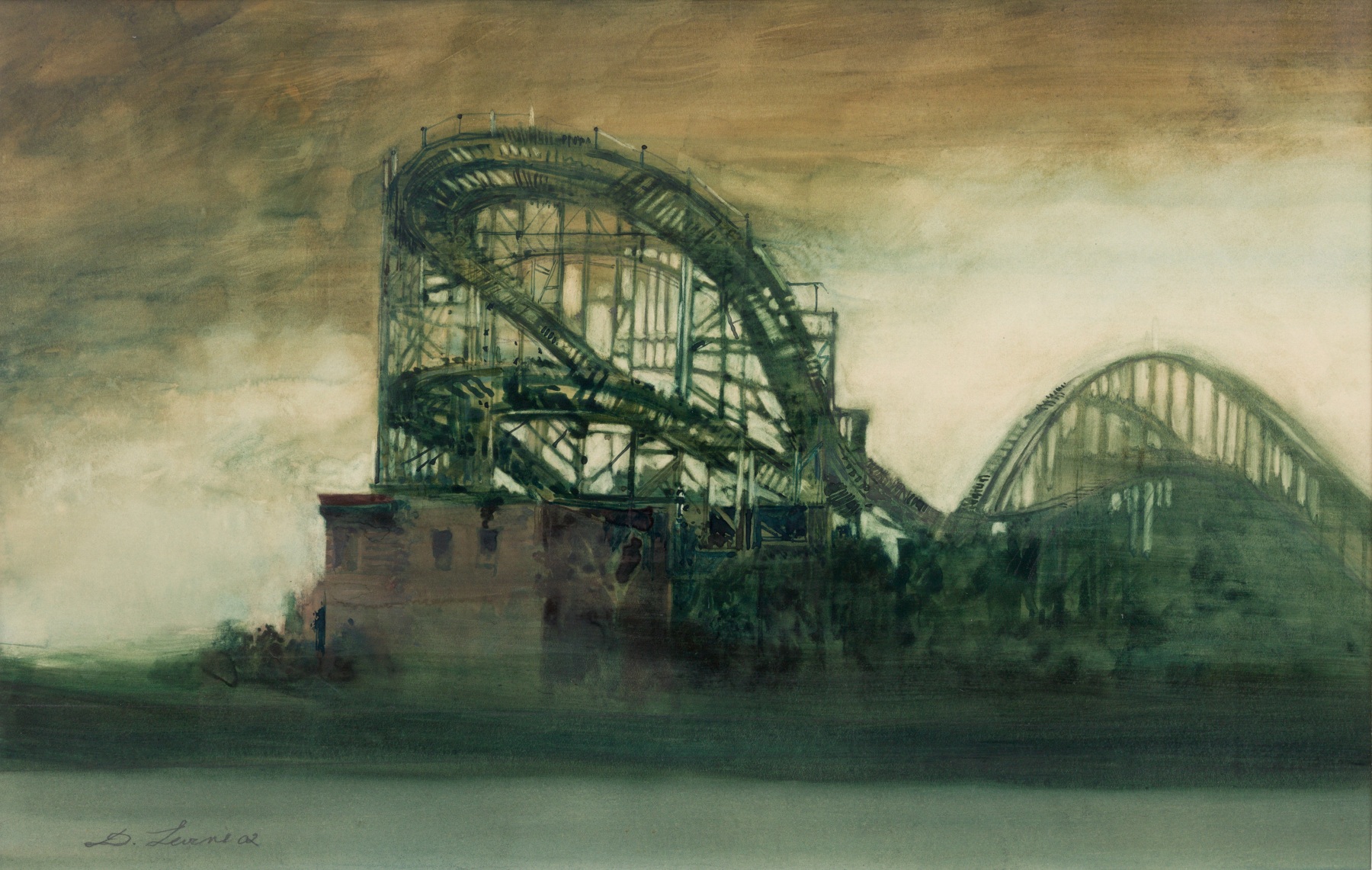 david levine, The Past (SOLD), 2003, watercolor on paper, 12 1/2 x 19 3/4 inches