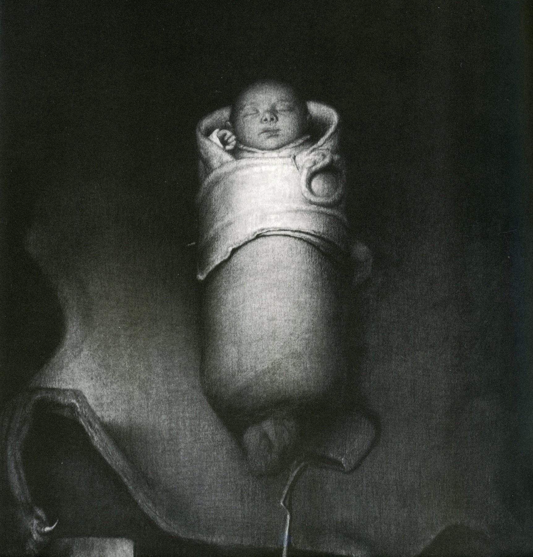 Odd Nerdrum, New Born, 1994, charcoal on paper, 31 1/2 x 27 1/2 inches
