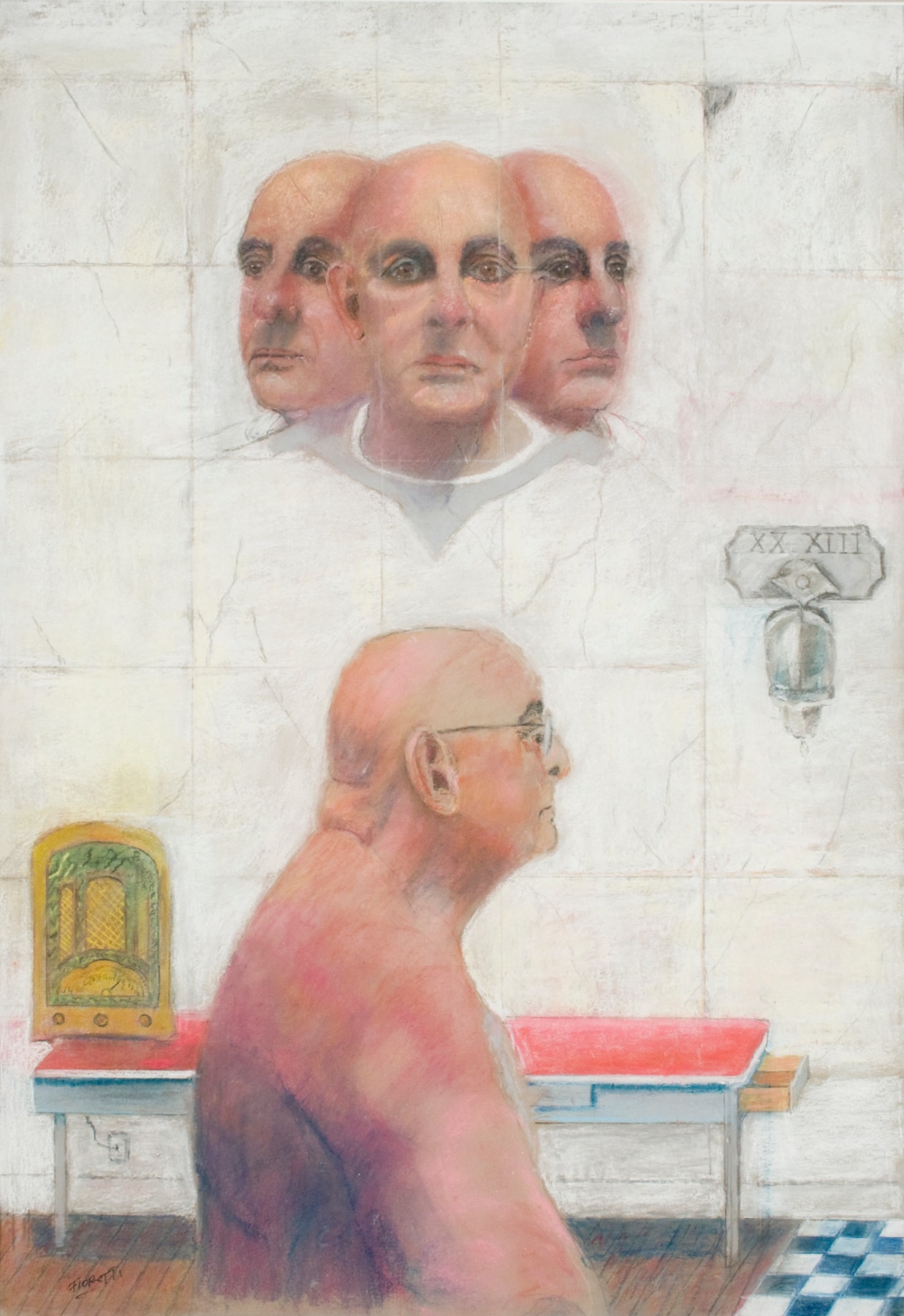 Joseph Fioretti, Four Joeys (SOLD), 2013, pastel on sandpaper, 26 1/2 x 18 1/2 inches